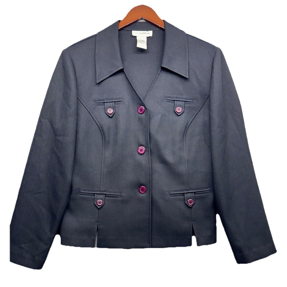 Women's Sag Harbor Dress Blazer Navy Blue Size 16 Capsule Wardrobe